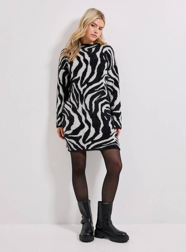 DOROTHY PERKINS Zebra Fluffy Knitted Dress XL